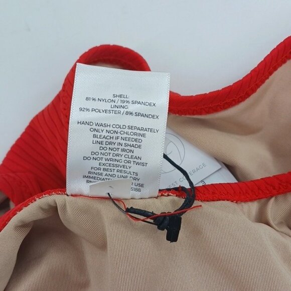 Shade & Shore Swimsuit Red One Piece Ribbed Asymmetrical One Shoulder Size M - Picture 9 of 9